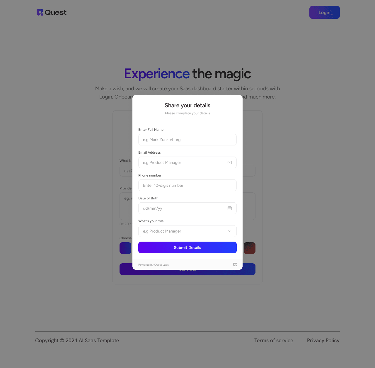 Complete the Initial Onboarding Questions